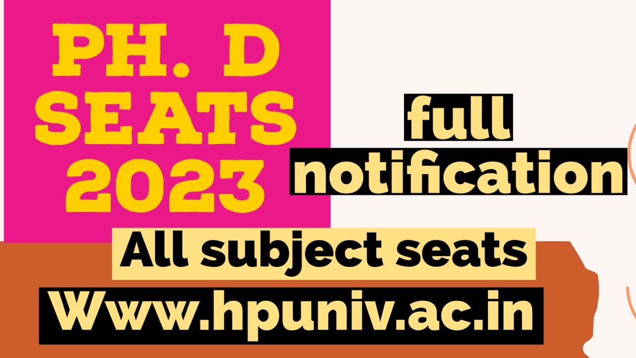 Ph.d new seats ph.d seats 2023 Himachal university ph.d seats