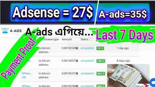 A-ads Vs Adsense | Payment Proof Best AdNetwork for India, Bangladesh Traffic | Free Bitcoin Earning