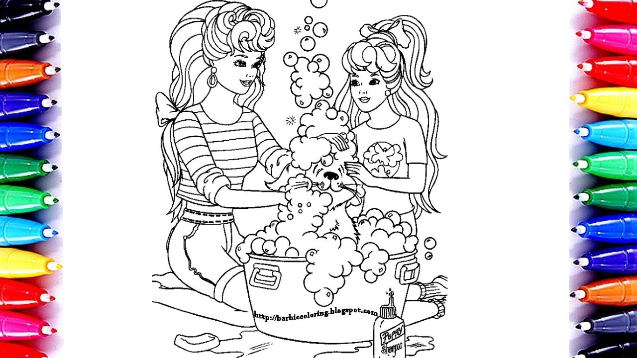 Download Coloring Pages Barbie and Chelsea Dog Bath Coloring Book ...