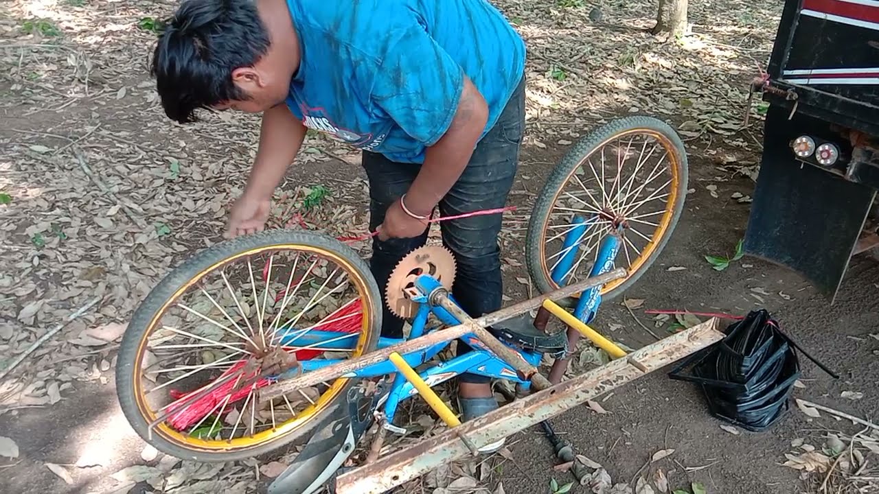 ดัดแปลงจักรยานเก่า ทำเป็นตัวมวนเก็บสายน้ำหยด เก็บเร็ว ประหยัดแรงกว่าเดิม
