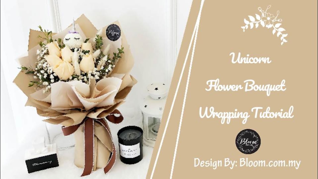 Flower Bouquet Wrapping Tutorial (Unicorn with Roses Bouquet Design)