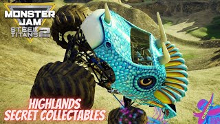 Monster Jam Steel Titans 2 Open World Gameplay | all SECRET COLLECTABLES for each Truck in HIGHLANDS