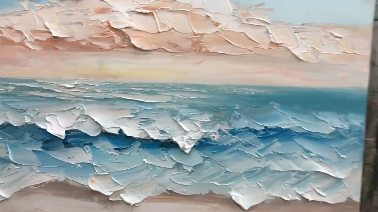 Original Ocean Wave Oil Painting On Canvas, Large Texture Seascape Wall Art, Abstract Beach Painting