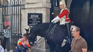 Another heart ❤ warming moment kings guard moves his horse for blind and disabled people for photo