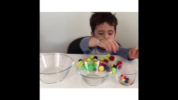 Sorting by size with pom poms