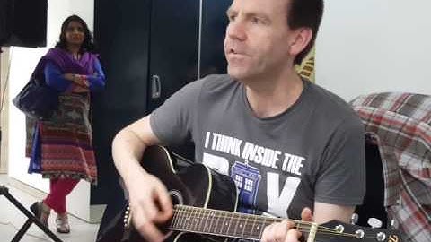 Jacob Aagaard on the guitar playing little Miss Rain!