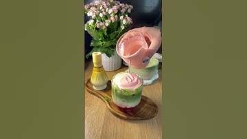 Raspberry white chocolate matcha!!  #homecafe #matcha #matchalatte #satisfying #cafe