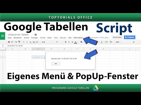 User Menu, PopUp-Fenster und Zeitstempel (Google Tabellen Script) Programmierung
