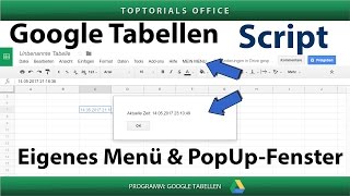 User menu, pop-up window and timestamp (Google Sheets script) programming