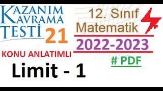 12 Sınıf Kazanım Testi 21 Limit 1 Matematik 2022 2023 Ayt Meb Ogm Materyal Eba
