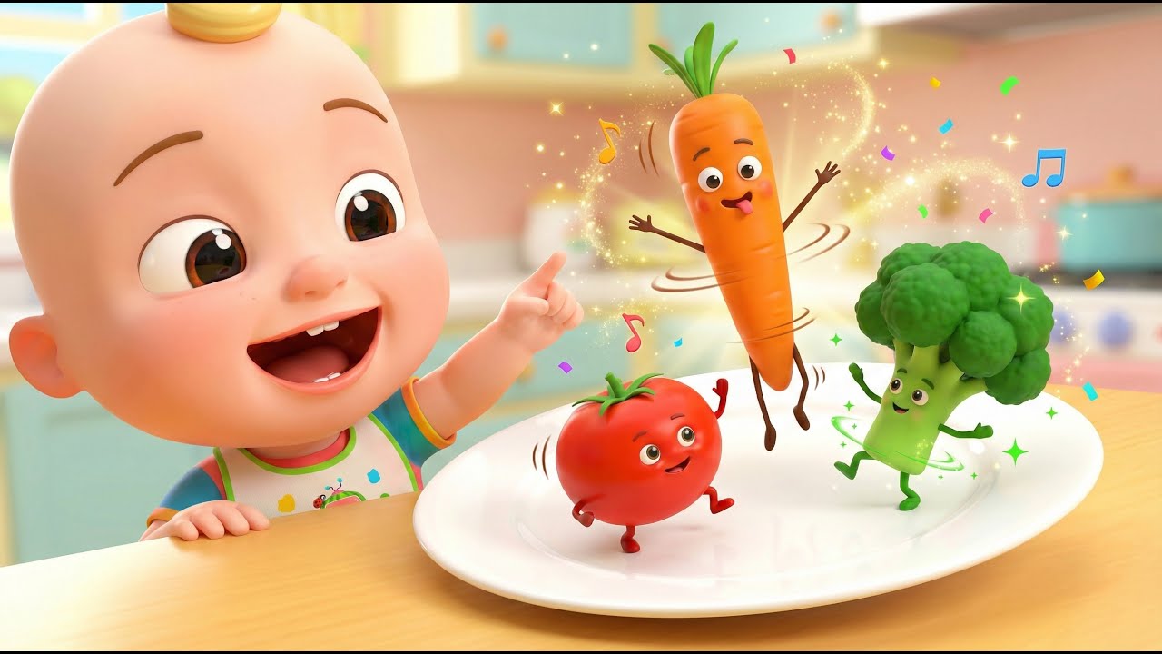 🥦🍅🥕 Yes Yes Vegetables Song | Learn Colors & Healthy Eating | Funny 3D Cartoon for Kids & Toddlers