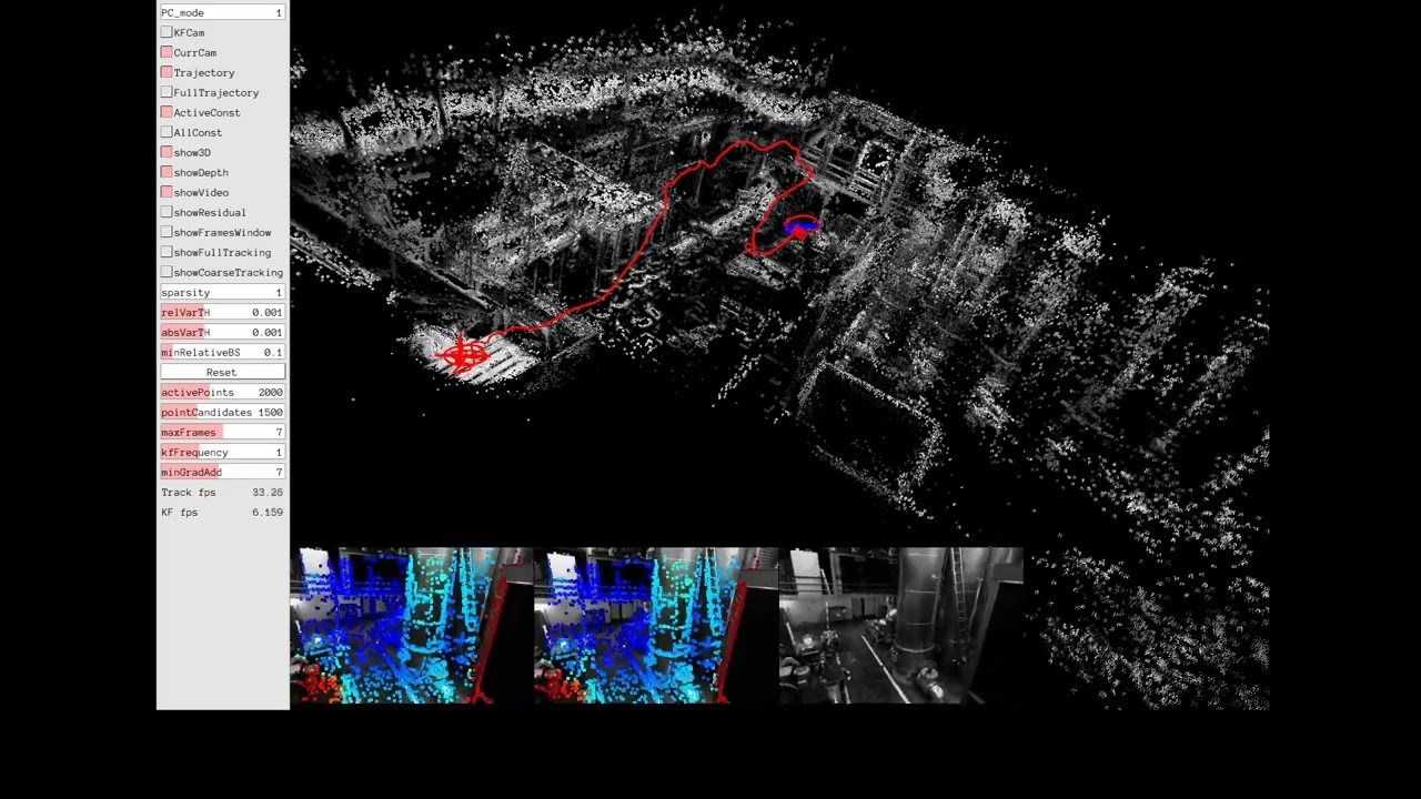 Direct Sparse Stereo Odometry(DSSO) on The EuRoC Mav Dataset - Sequence MH_01_easy