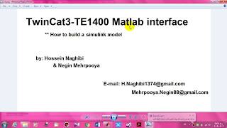build a simulink model for TwinCat3-TE1400 matlab interface