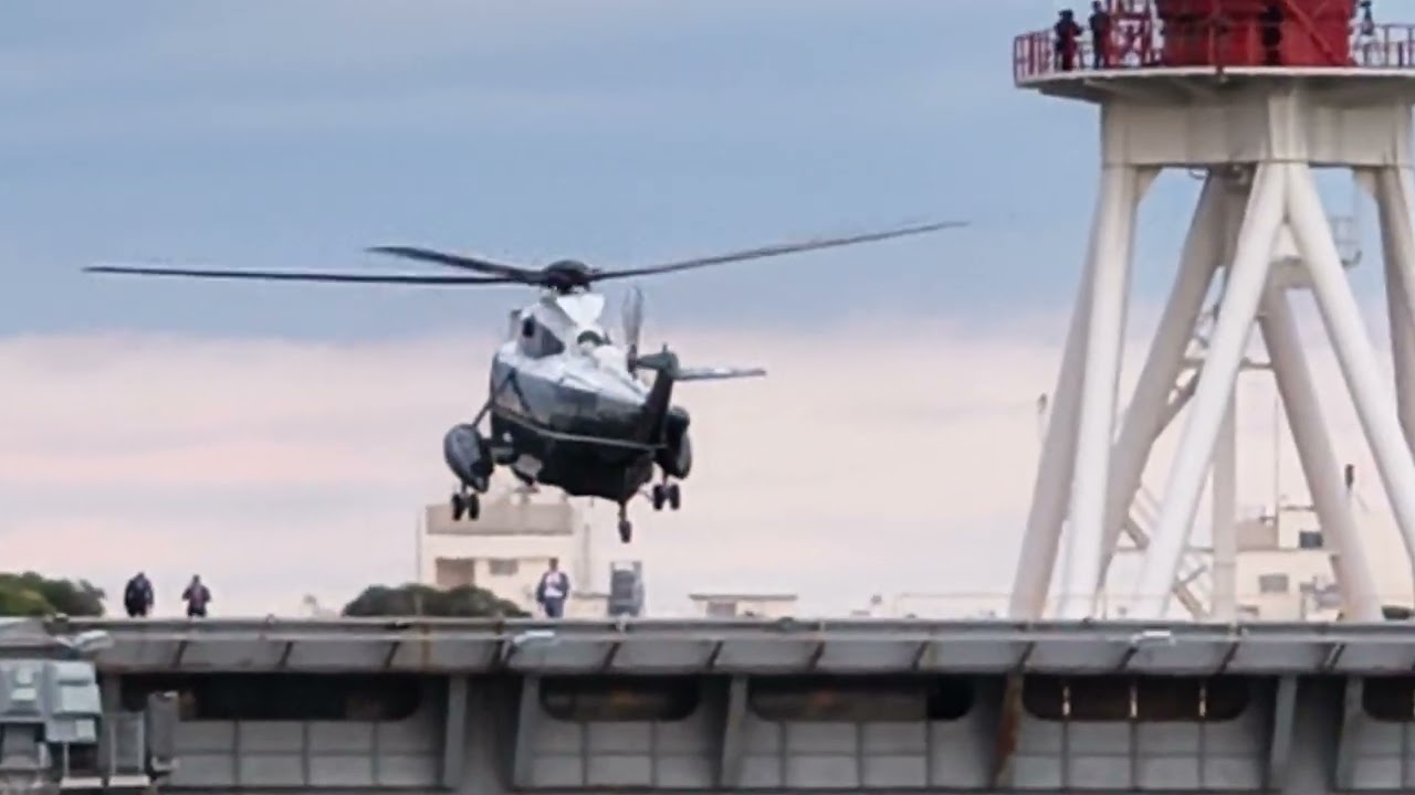 President Trump arriving on the USS George Washington in Yokosuka Japan