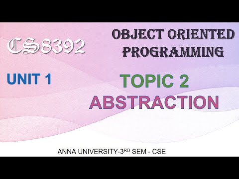CS8392 - OBJECT ORIENTED PROGRAMMING - UNIT 1 - TOPIC 2- ABSTRACTION BY ABISHA