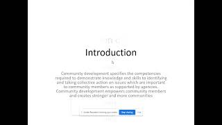 Introduction to community development