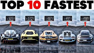 Top 10 Fastest Lamborghini Vs Porsche Cars In Forza Horizon 5 Insane Downhill Top Speed Jump