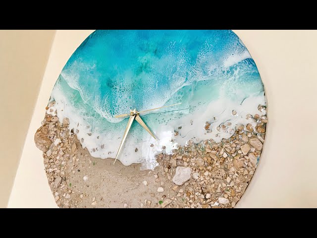 How to make an Epoxy Resin Ocean/Beach clock using a Silicone mold 