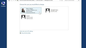 Windows 8.0 Professional - Select One of the Three Types of User Accounts in Control Panel