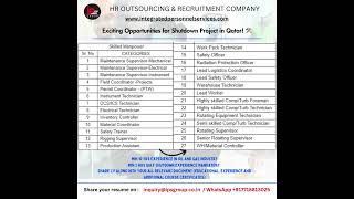 Exciting Opportunities By IPS Group for Shutdown Project in Qatar! 🛠️ Exciting Opportunities By IPS Group for Shutdown Project in Qatar! 🛠️