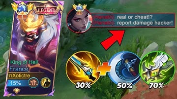 TOP GLOBAL FRANCO WTF DAMAGE BUILD!! 100% DAMAGE HACK!?😱 (MOET PROBEREN) ~ MOBIELE LEGENDES