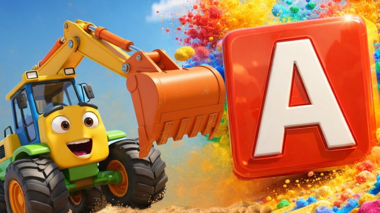 Изучаем алфавит с помощью экскаватора и самосвала - песенка про алфавит
