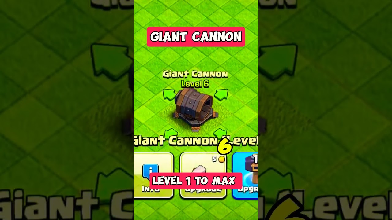 Giant Cannon Level 1 To Max Evolution 
