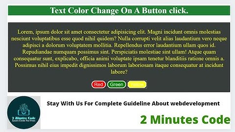 Change Text Color Click On A Button.HTML CSS JS Tutorial.| Sojib Hossein