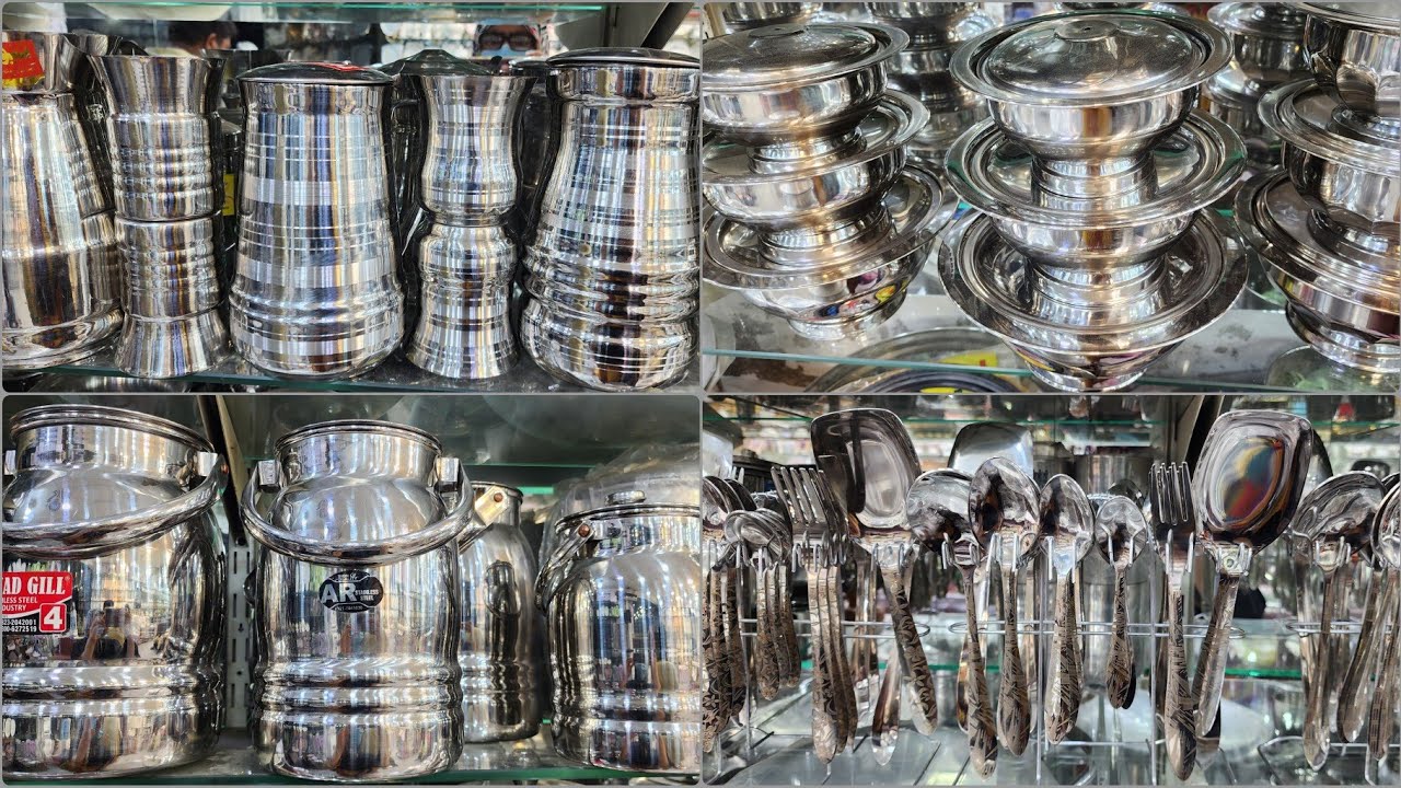 Gujranwala Steel Manufacturers/Alpha Double Bottom Crockery/Stainless Steel Water Set/Steel K Bartan