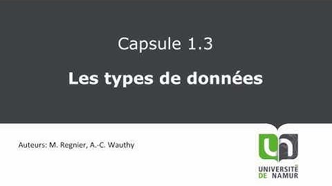 Vidéo 1.3 Types de données