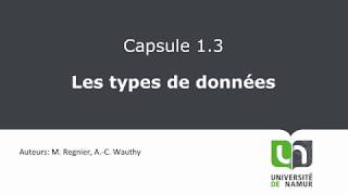 Vidéo 1.3 Types de données