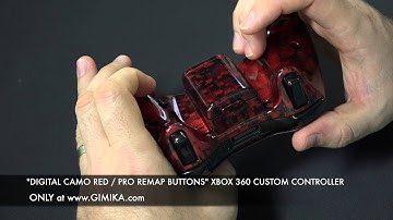 "Digital Camo Red / Pro Remap Buttons" Xbox 360 Custom Controller by Gimika.com