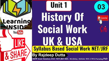 History of Social Work in UK and USA I Unit 1 I Social Work I NTA UGC-NET/JRF/PhD I  L-03
