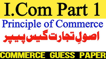 1st Year Principles of Commerce | Guess Paper | ICOM Part 1 Commerce Important Questions | #class11