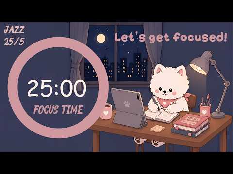 Study with Mr.Samo | 2 Hours Focus Pomodoro (25 mins focus & 5 mins break) | Cozy Night Jazz Music