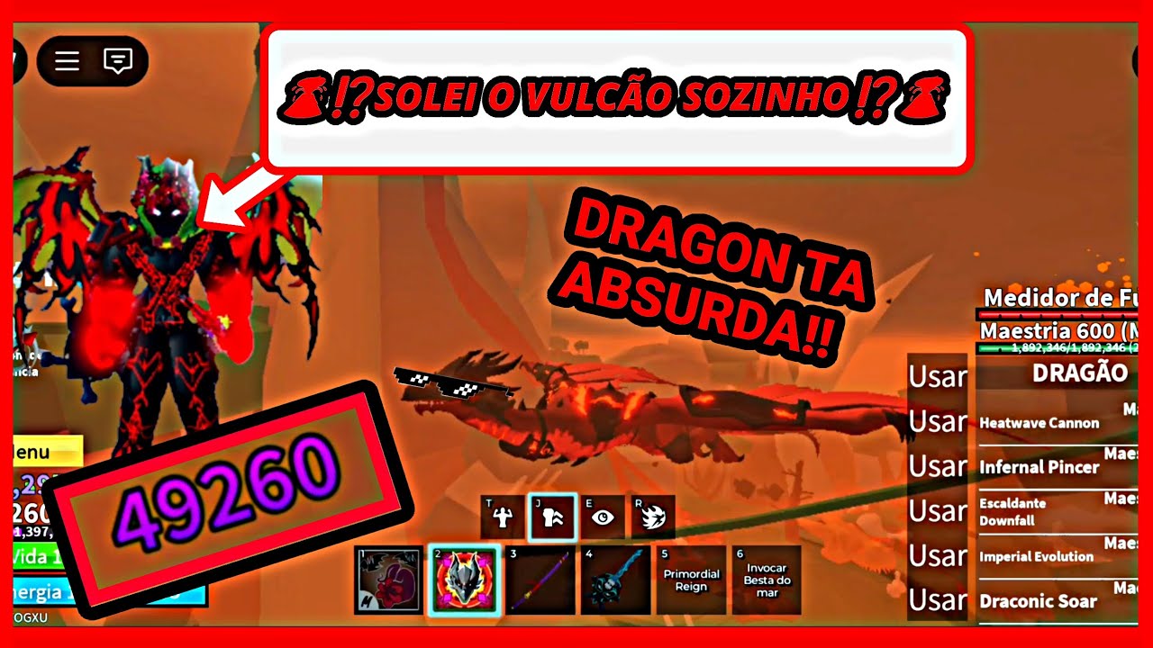 Fazendo Ilha do vulcão sozinho no blox fruits de dragon rework ...