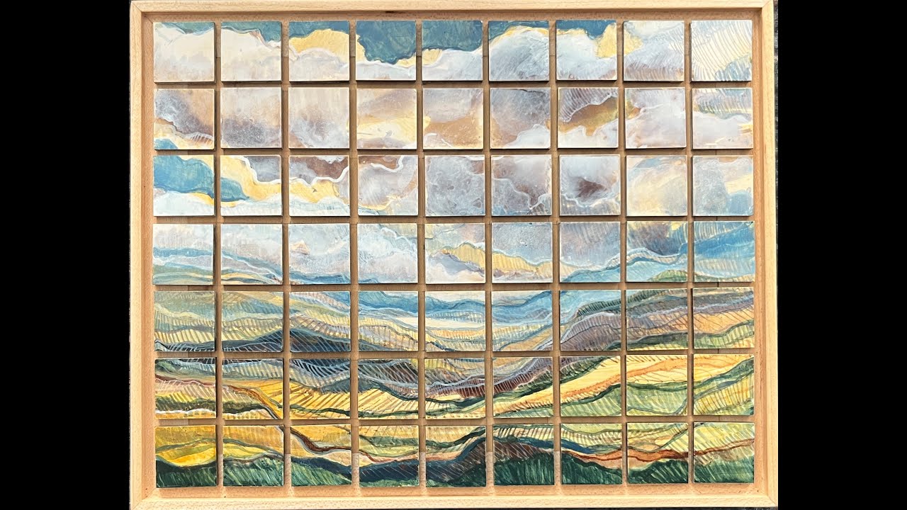 Tiled II - egg tempera on panel 9x8" - Caroline Adams