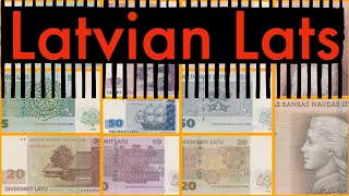 Bills, Notes, Banknotes Of Last Issue Of The Latvian Lats. Latvia Currency Before Euro.
