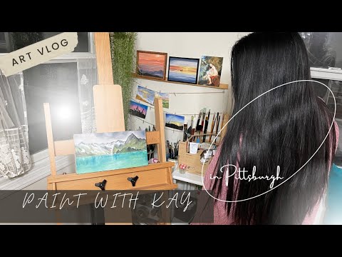 snow capped mountains landscape oil painting 🏔art vlog ❄️