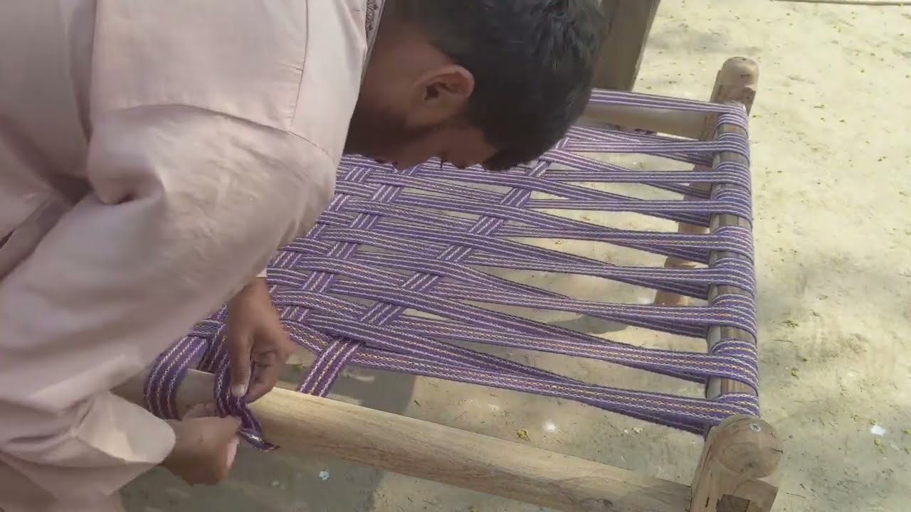 Charpai making / Khatt Bunai Patti type / Cot Knitting at home #villagelife