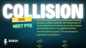 On a frictionless surface, a block of mass M moving at speed v collides elastically with another blo