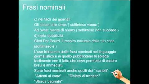 Che cosa sono le frasi nominali?