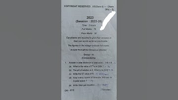 Previous year question MJ 2 chemistry UG sem 2 (2022-26) #skmu #previousyearquestions