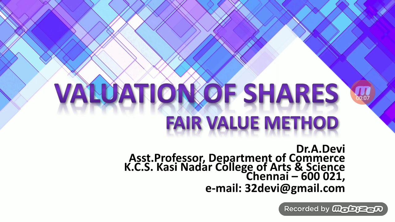 Valuation of Shares: Fair value method by Dr.A.Devi - YouTube