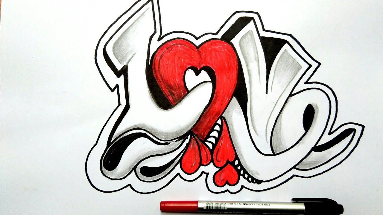 graffiti love heart drawings