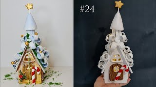 DIY Christmas Fairy House Lamp Using Glass Bottle, Cardboard. Plaster of Paris, Clay Craft Ideas