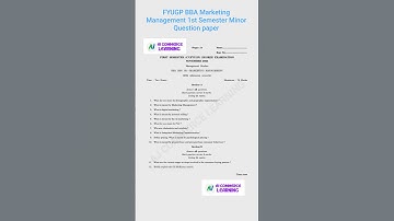 FYUGP BBA Marketing Management 1st Semester Minor Question paper 2024#fyugp #bba #calicutuniversity