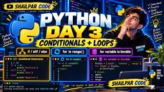 Python Day 3 in Hindi 🔥 | If Else & For Loops Explained | Python for Beginners | Shailpar Code