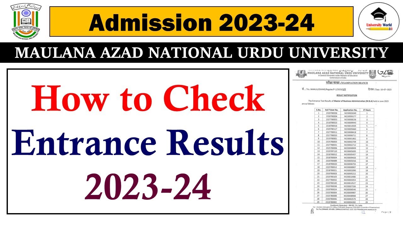 How to Check Entrance Exam Result 2023-24 || Manuu Admission 2023-24 || 