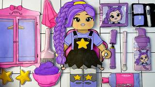 💸paper Diy💸 Roblox Lily Lovebraids⭐️💜 Hair Salon + Makeup 💄+ Skincare🫧+ Nails 💅 종이놀이